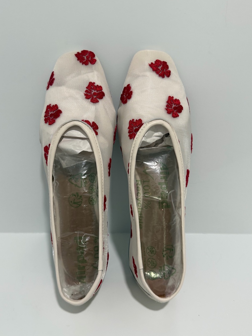 Madewell The Mylie Mesh Ballet Flat vintage ivory red embroidered flowers OA575 - Picture 6 of 11